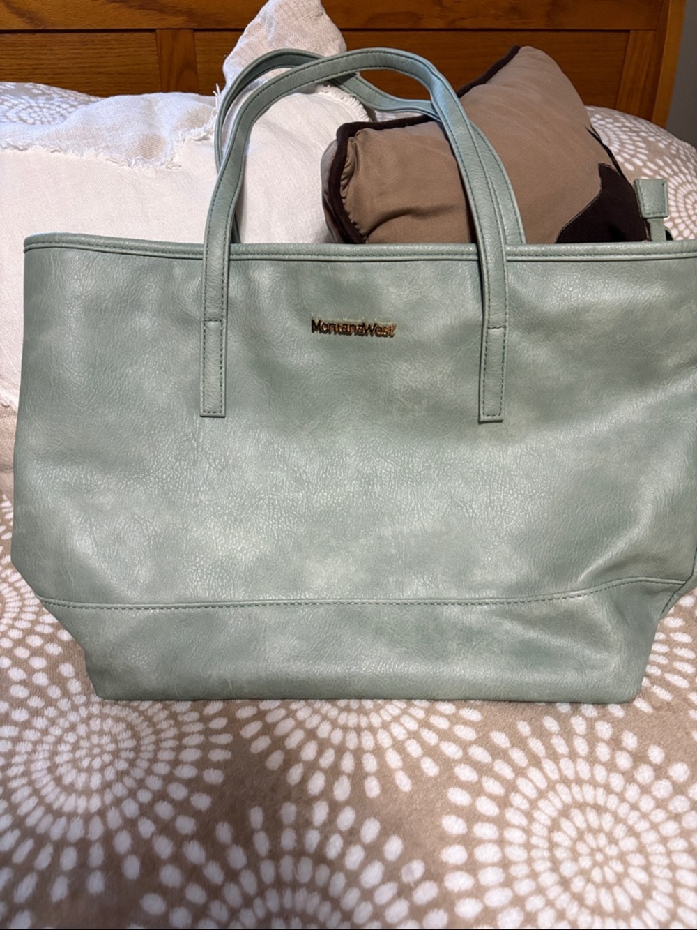 Montana West Mint Green Faux Leather Tote